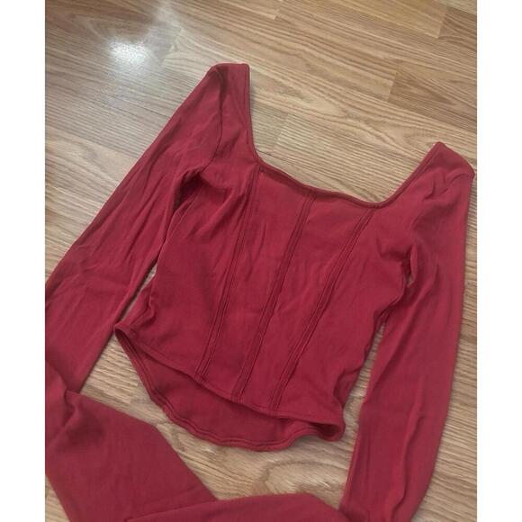 Urban Outfitters Corset Cropped Long Sleeve Top Size Small - Picture 7 of 9